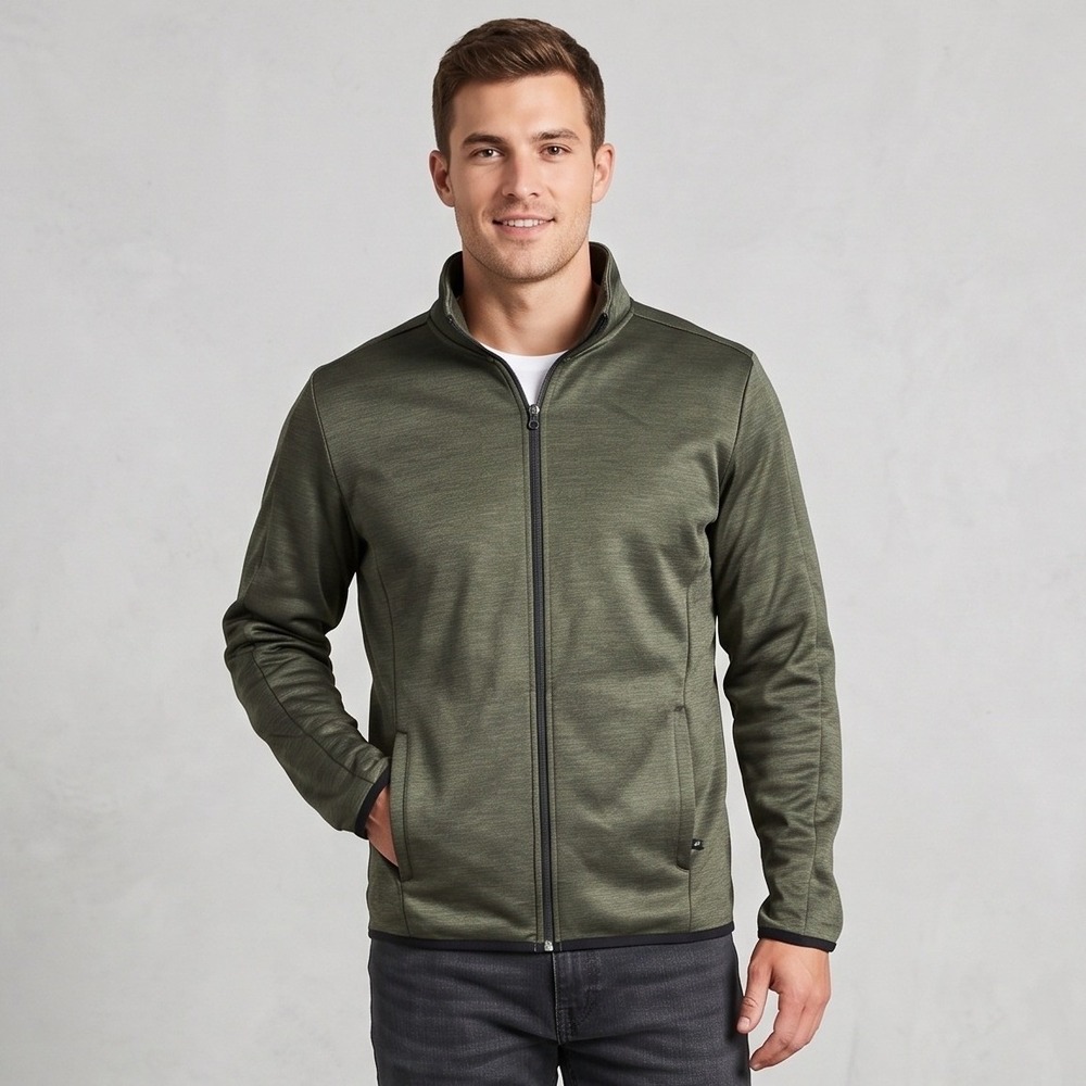 Mondetta Mens Medium Olive Green Full Zip Jacket Performance Heathered Track
